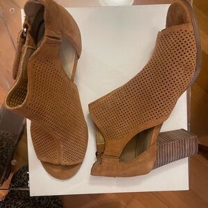 Marc Fisher Tan Perforated Heeled Sandals